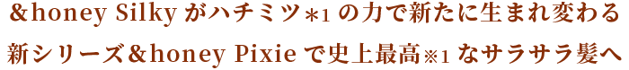 &honey Silkyがハチミツの力で新たに生まれ変わる新シリーズ&honey Pixieで史上最高なサラサラ髪へ